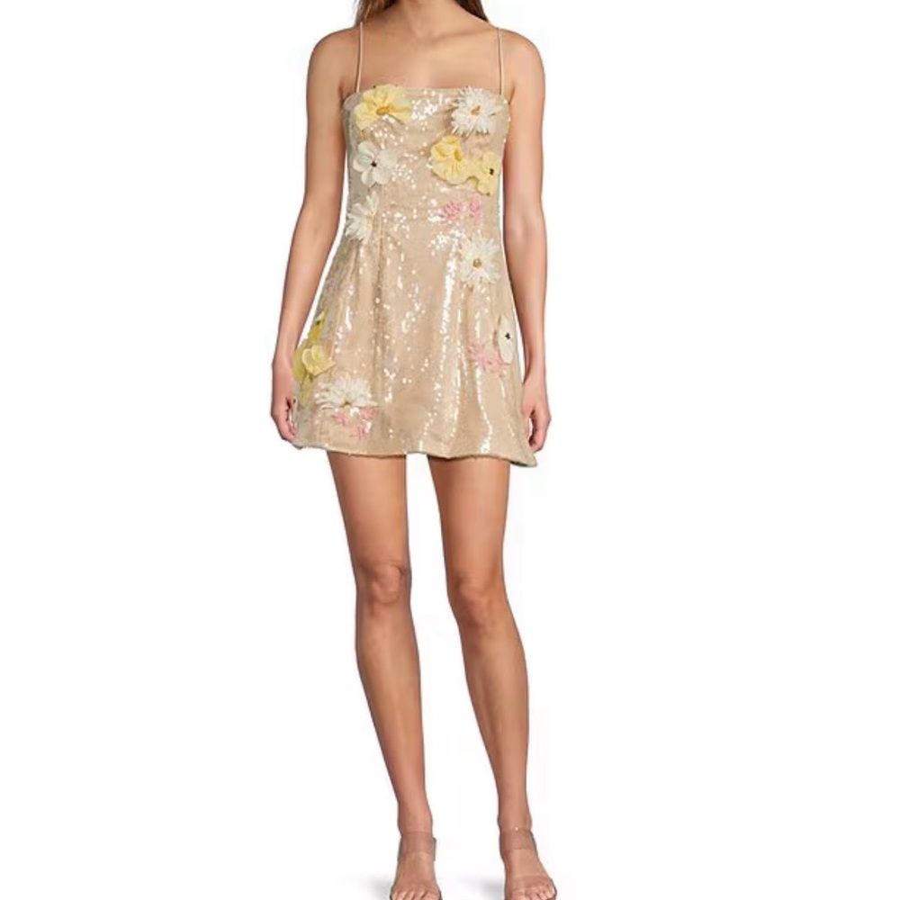 Antonio Melani Etta Floral Sequin Square Neck Sleeveless Mini Dress 3D size 10